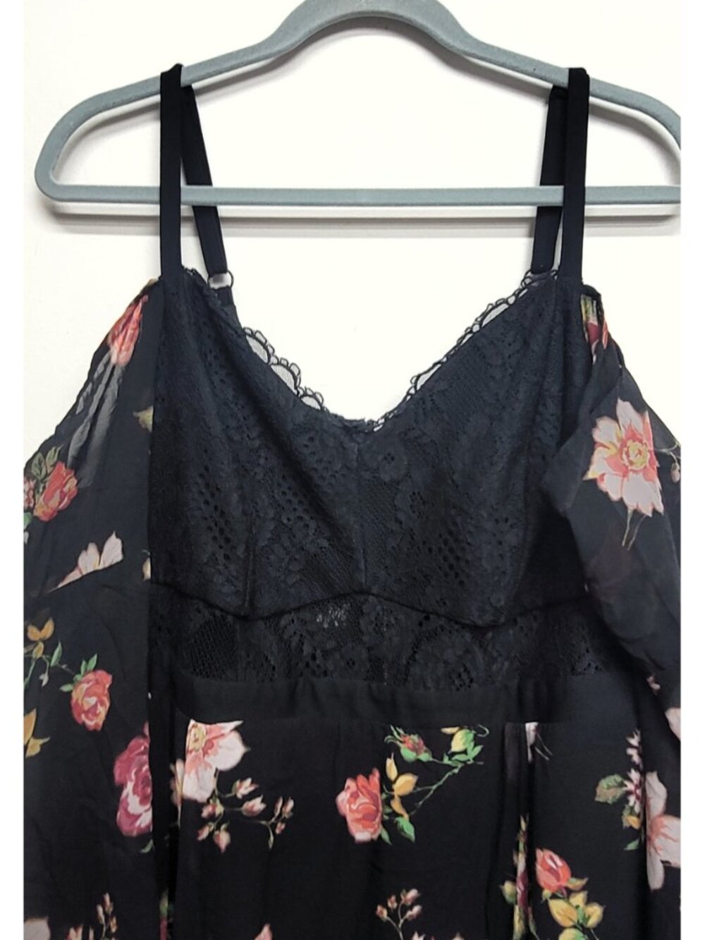 Torrid Insider Floral Print Cold Shoulder Lace Bustier Maxi Dress 16 - Picture 6 of 14